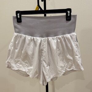 FP Movement by Free People White Lounge Shorts with Gray Rib Waistband